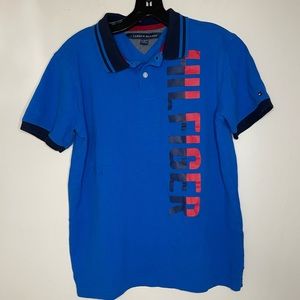 Tommy Hilfiger boys polo skier blue spellout L XL 18-20